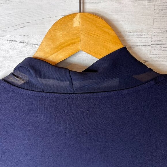 Nic + Zoe Blouse Womens Size Small Navy Long Sleeve Mixed Media Sheer Modern - Picture 12 of 16